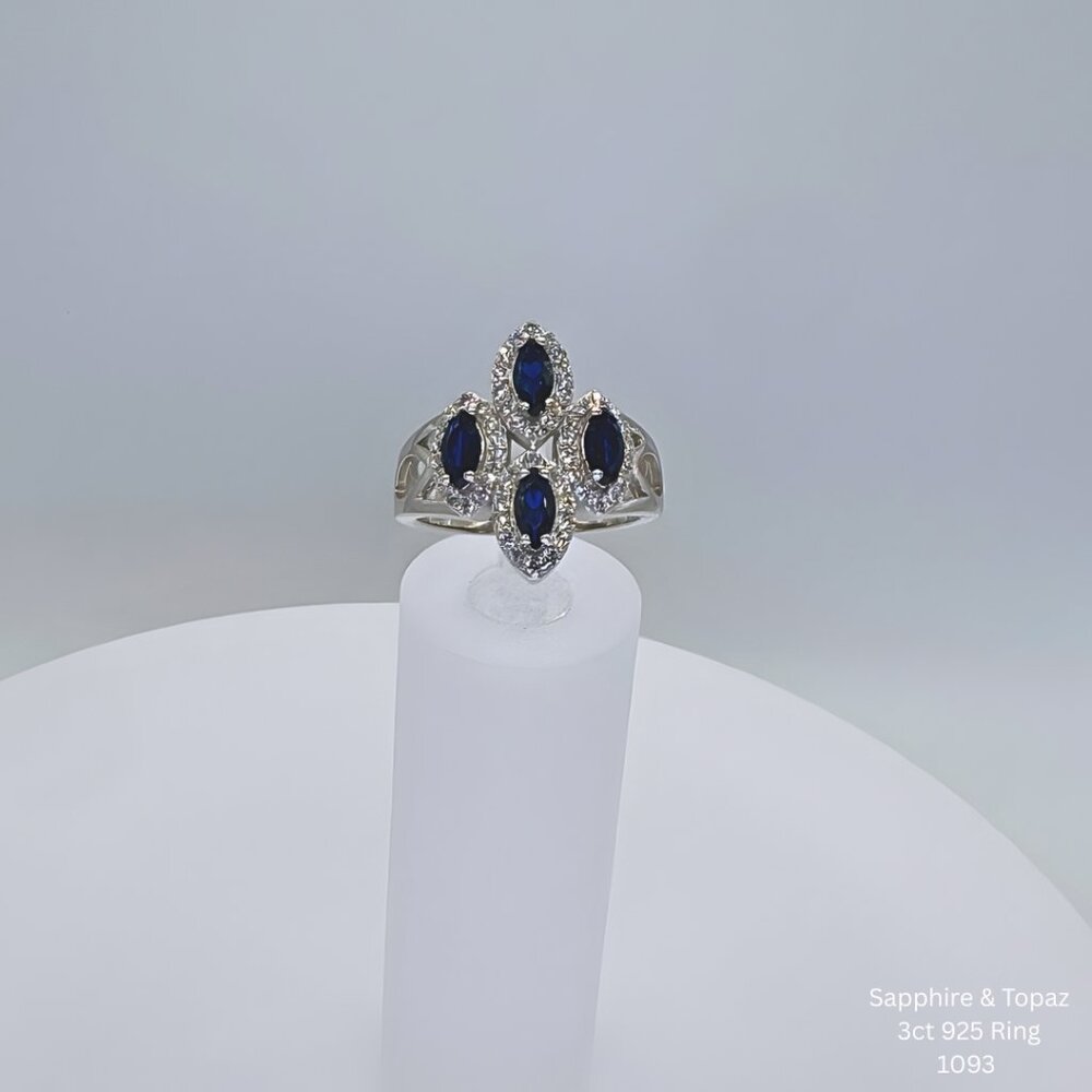Handmade Jewelry 3ct Blue Sapphire Ring 925 Silver Size 7 Jewelry Making Supply
